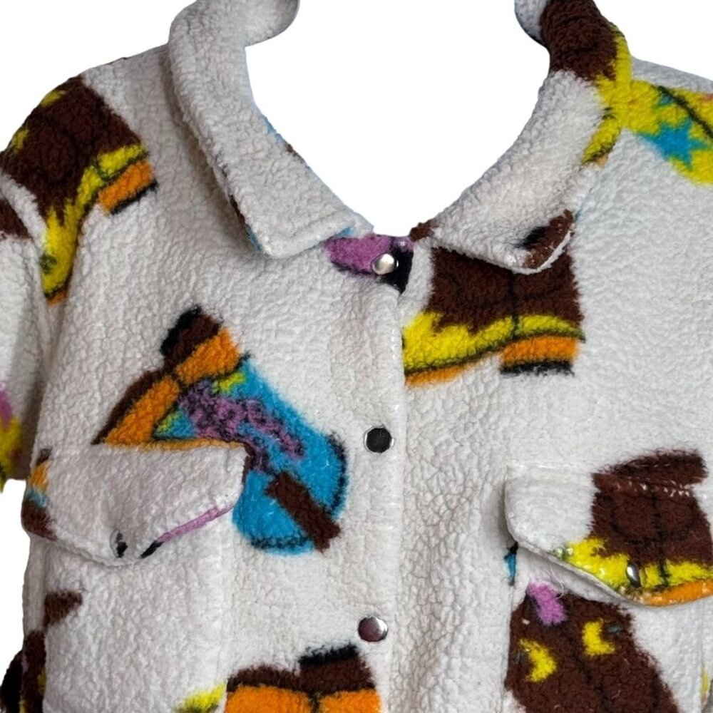 Weekending Cowboys Boot Sherpa Jacket Snap Button… - image 3